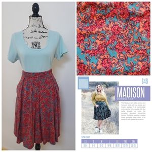 LuLaRoe Madison Rose Print Skirt